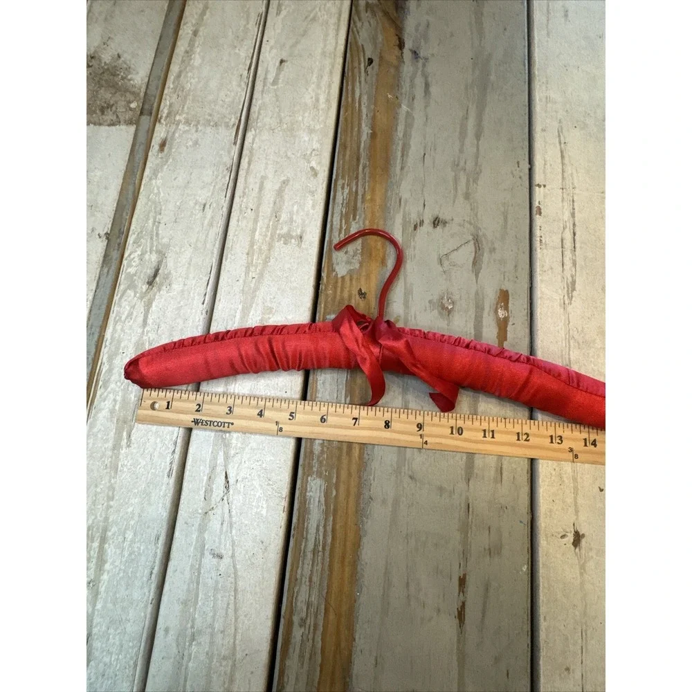 Vintage Red Satin, Blue Floral Fabric & One Crochet Padded Coat Hanger Lot Of 5